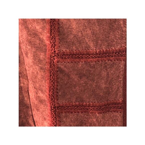 J. Jill Rustic Red Crochet Wool & Suede Patchwork Long Cardigan Sweater Jacket - Picture 11 of 16